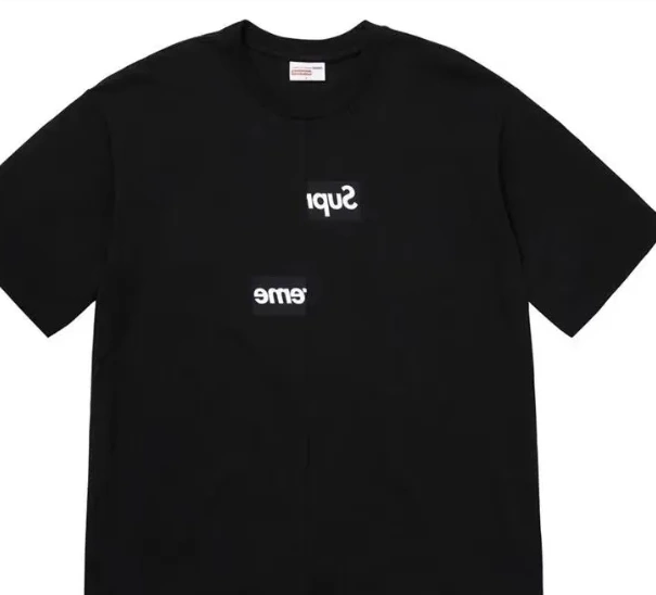 S-XL short disassembly black sleeved misaligned T-shirt and 18FW splicing white and 0528